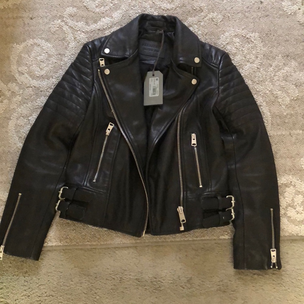 All Saints Papin Leather Jacket Size 0 / UK 4